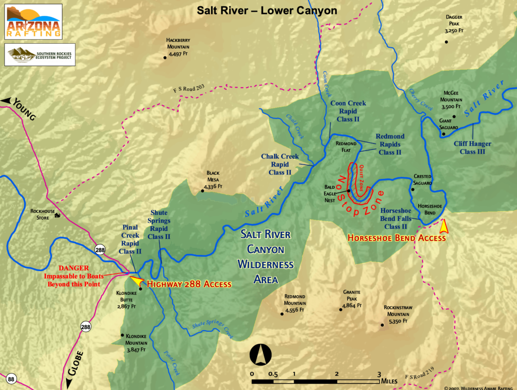 A map of the Lower Salt River Canyon