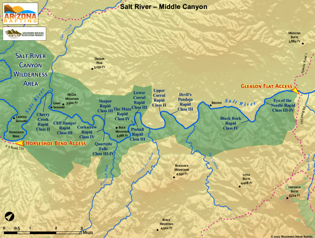 A map of the Middle Salt River Canyon