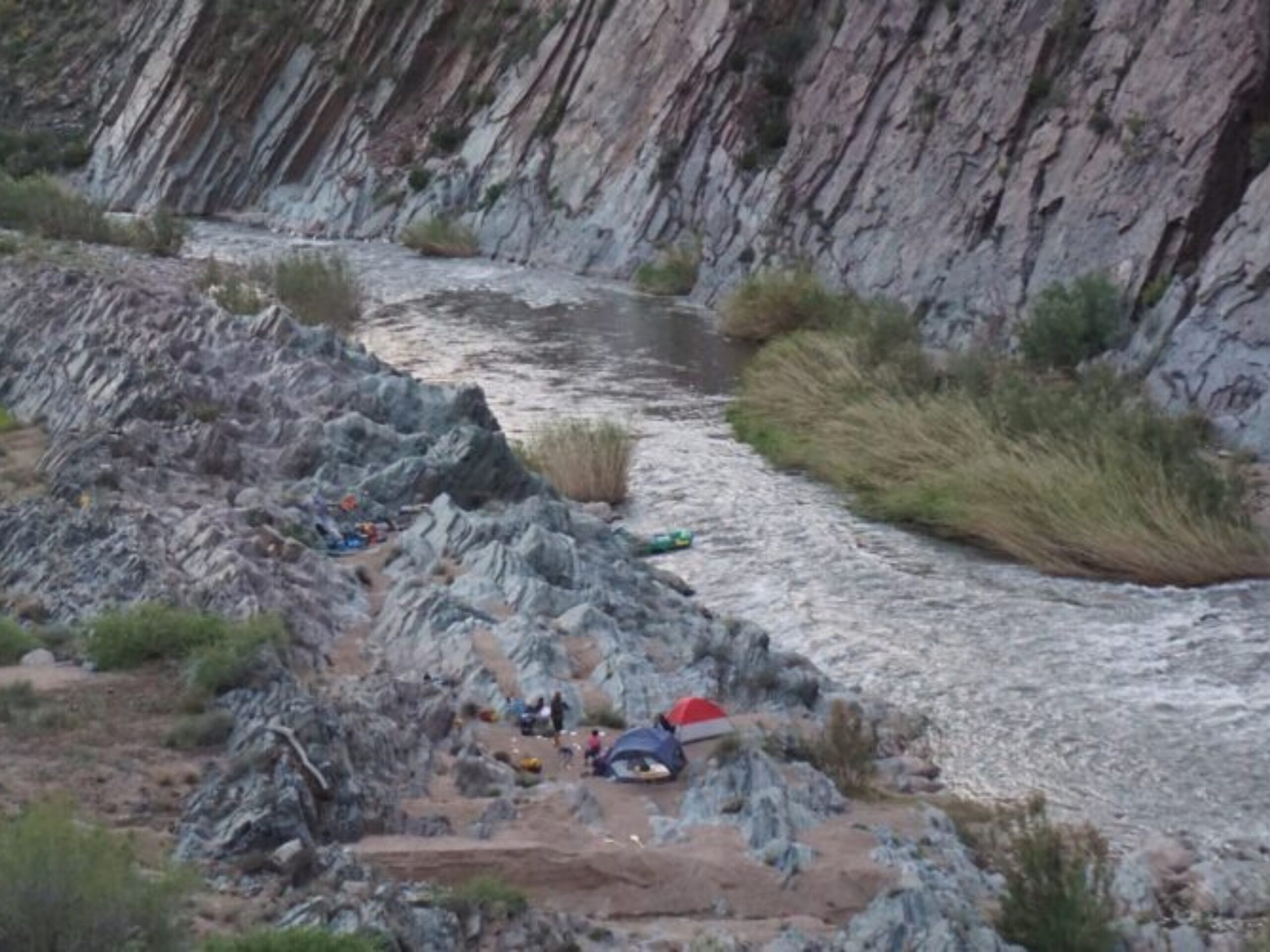 tents and rafts along the salt river in arizona