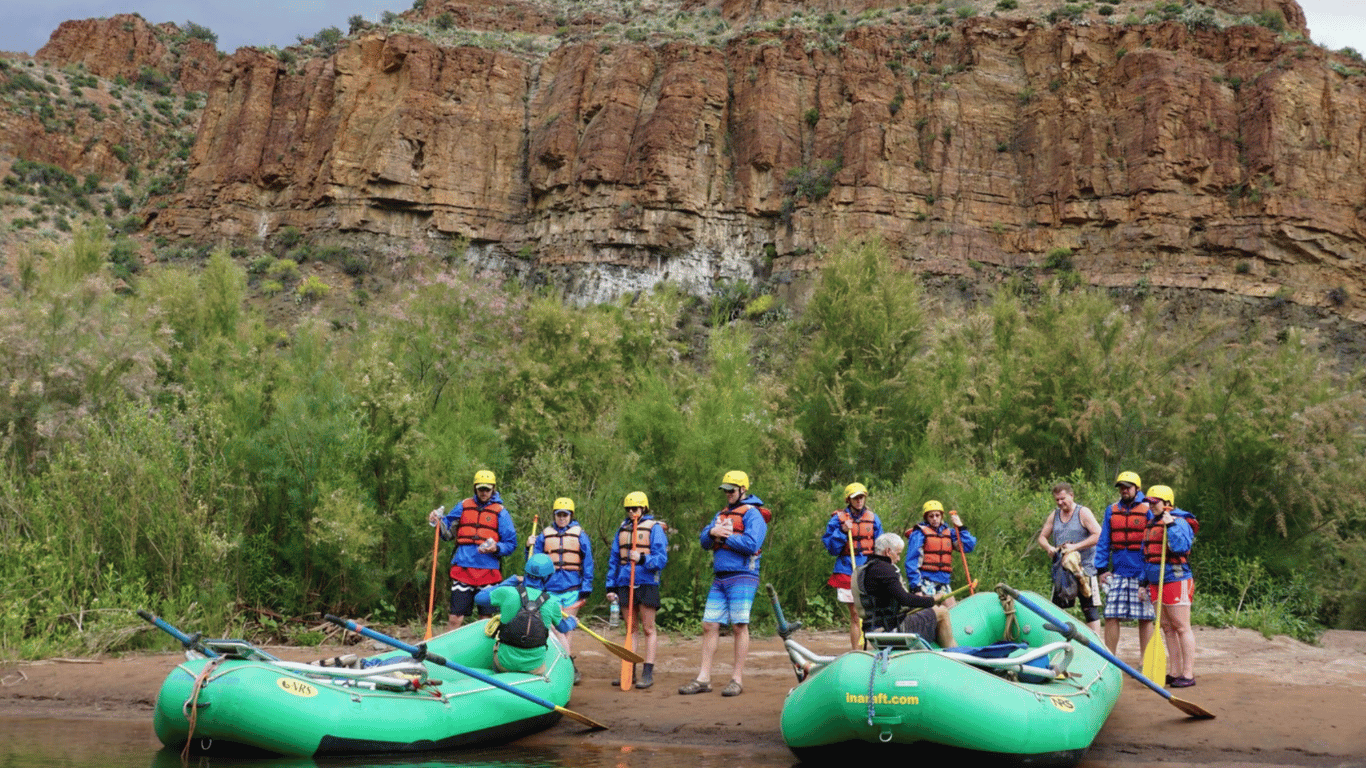 First time rafters on the Salt River in Arizona.