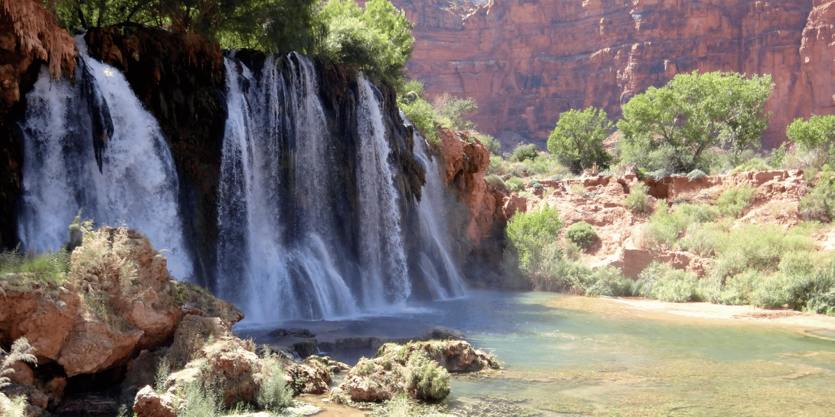 Swimming hole at Havasupai falls in arizona.