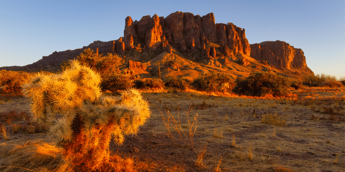 Lost dutchman statepark rock formation in arizona.