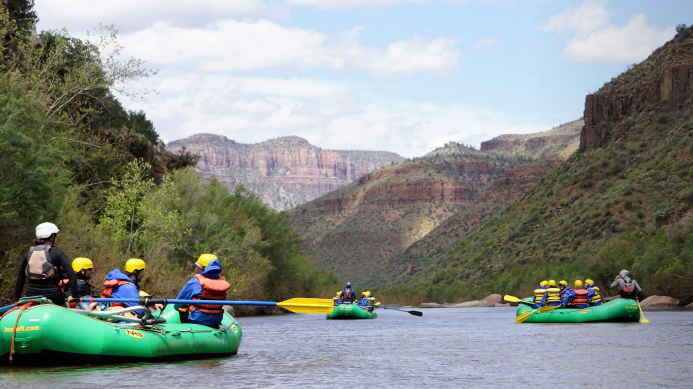 people rafting on the salt river canyon in arizona