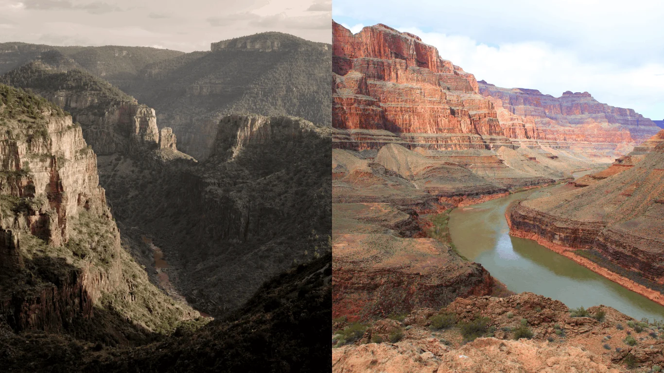 on the left is the salt river canyon vs grand canyon on the right